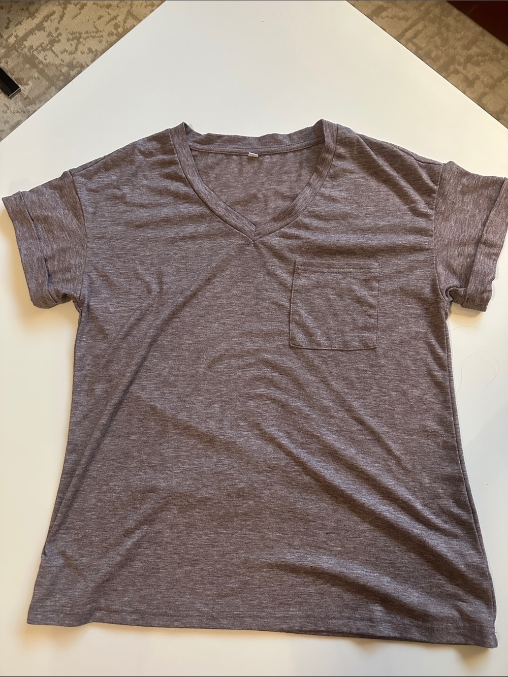 Everyday V-Neck Pocket Tee - Heather Taupe